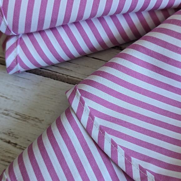 Main Strip Candy Stripe Pink and White Ruffle One Shoulder Top sz Large - Picture 2 of 4